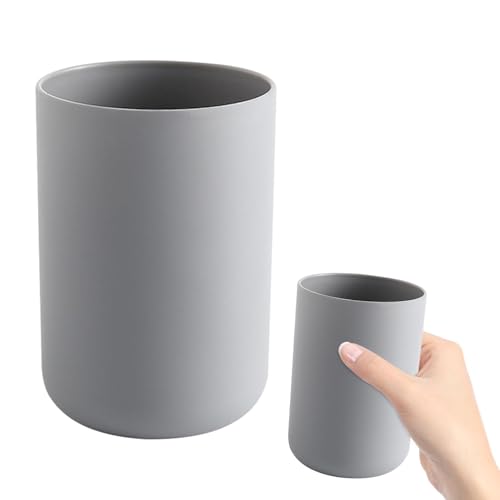 Bathroom Toothbrush Holder Cups White Plastic Drinking Cups Mouthwash Cup Reusable Water Cup Bathroom Storage for Home Travel 300ml (Gray)