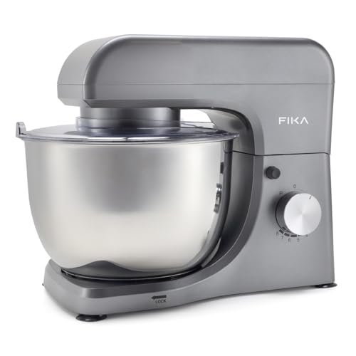 Consejos para Comprar batidoras economicas al mejor precio. 44 FIKA Batidora de Pedestal 380 W para Hogar – Planetaria 4 L con 8 Velocidades + Función Turbo y 3 Accesorios (Gancho, Batidor Plano y Alambre) de Acero Inoxidable, Color Gris