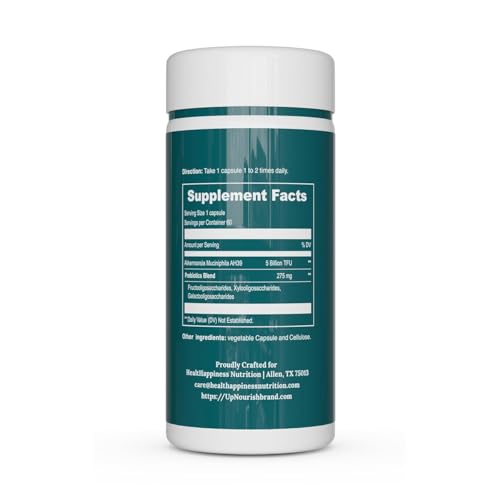Image of UpNourish Probiotics for GLP-1 Support, 5 Billion TFU Akkermansia Muciniphila for Digestive Health, Leaky Gut, Immunity and Metabolic Health, Prebiotics and Probiotics for Women and Men, 60 Capsules