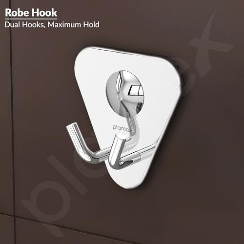 Image of Plantex Pyramid Stainless Steel Robe Hook for Bathroom /Cloth Stand /Towel Hanger /Bathroom Accessories (Chrome) - Pack of 1