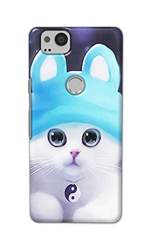 Image of Chinese Cutie Kitten Cat Big Eyes Lovely Girl Ears Hard Back Case Cover for Google Pixel 2 Back Cover -(J5) VNS2221