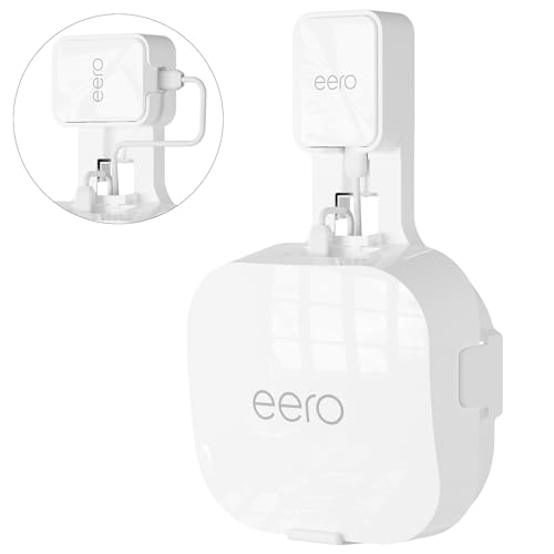 Relassy Wall Mount Holder for eero 6e/6, Outlet Stand Bracket Compatible with eero 6 Mesh Wi-Fi System Extender Router (1 Pack), No Messy Wires, Space Saving