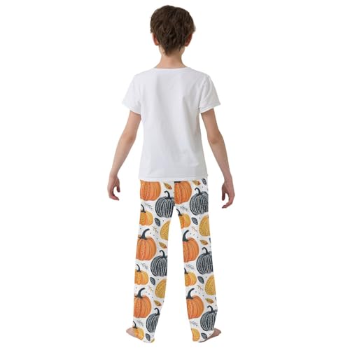 Pajama Pants Pumpkins Leaves PJ Bottoms Sleepwear Lounge Sleep Pant with Pockets3