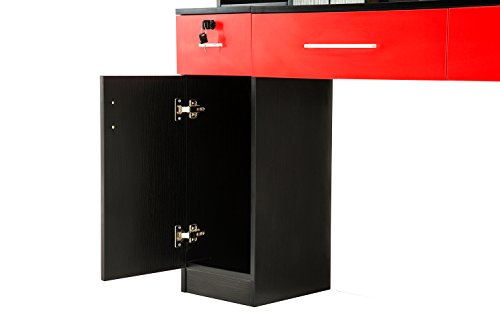 BarberPub Wall Mount Barber Station Hair Styling with Mirror Dressing Table Beauty Salon Spa Equipment Set 3026+3036 (Black&Red) - Image 7