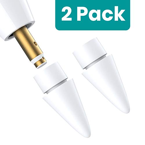 Klearlook Updated iPencil Tips, 2-Pack Pencil Tips Extra Nibs Replacement for 1st/2nd Gen iPencil, Pencil Accessory Compatible with i Pad Air/Mini/Pro 11"/Pro 12.9"/Pro 10.5"/9.7" and more-White