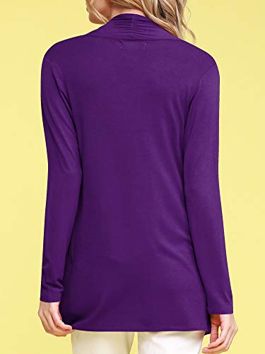 Image of Lock and Love Women's Draped Front Open Asymmetrical Cardigan - Casual Long Sleeve Lightweight Duster