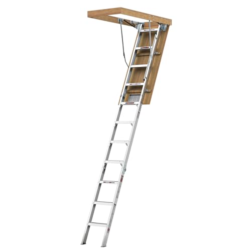 Vantic 10 Foot Aluminum Attic Ladder Pull Down System, Drop Down Ladder Stairs...