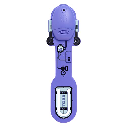 Image of Gifts for Readers & Writers Book Light for Kids, Clip On Reading Light for Bed, 2in1 Flexilight Pals & Bookmark, Small & Lightweight with a Soft Glow, 2 Batteries Included, Robot Purple