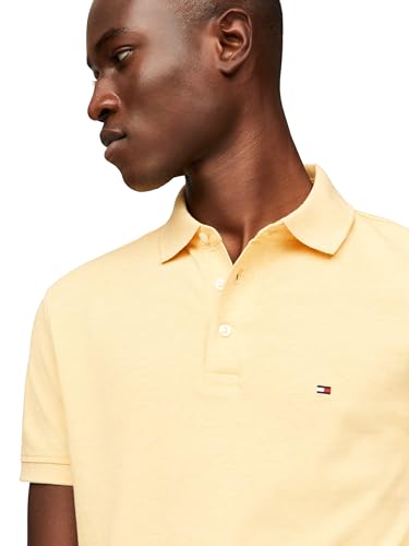 Image of Tommy Hilfiger Men's Short Sleeve Polo Shirts in Slim Fit with Stretch and Organic Pique Cotton