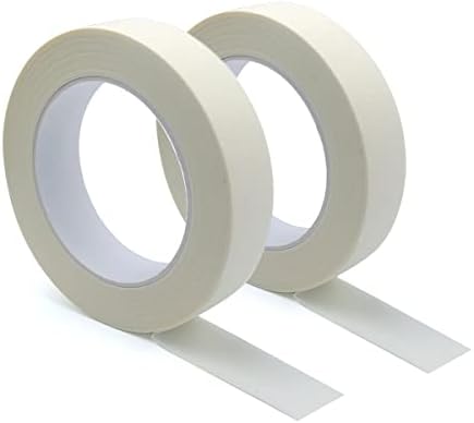 FKEYTO Masking Tape 2 Rolls - 1 inch x 55yds. Beige White Painter's Tape for Safe Wall Painting,Office,Labeling, Edge Finishing