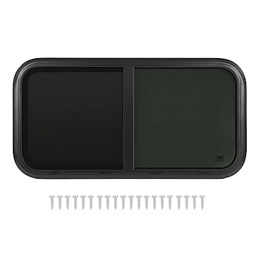 Ventana deslizante de Klanata RV: marco de aluminio con vidrio templado de 4 mm, protección UV y pantalla de insectos para remolques, caravanas con 1.3 1.5 pulgadas de espesor de (Para un grosor de