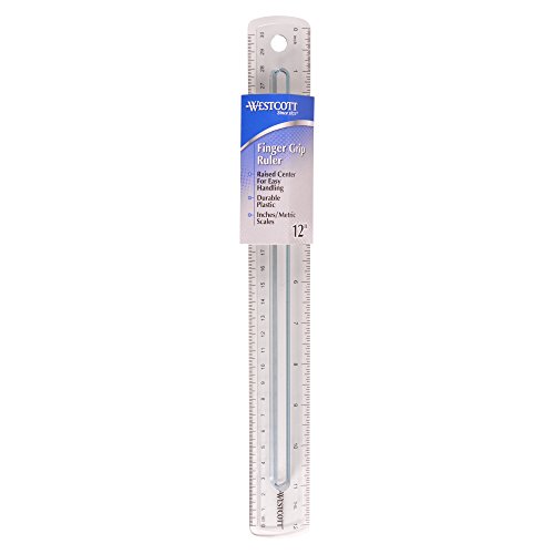 Westcott Finger Grip Ruler, Smoke Plastic, Inches And Metric, 12-Inch (00402) #TOP3