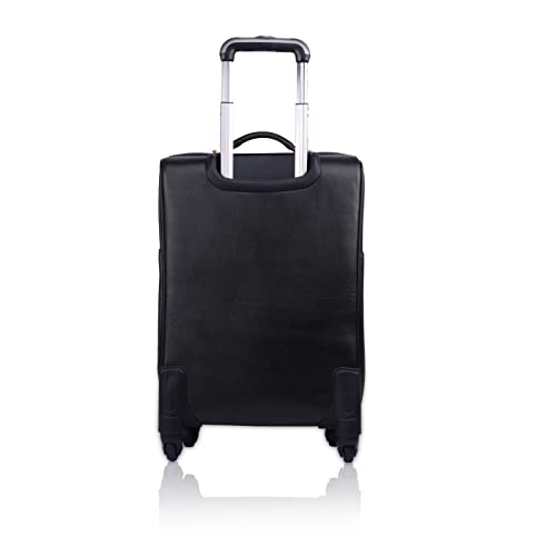 Image of Stylish and Durable Leather Trolley Luggage Bag Perfect for Travel and Business 46 litres Suitcase