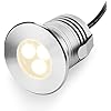 LED Underwater Pool Lights, 3W 12V-24V DC, IP68 Waterproof, Stainless Steel Aluminum, lamp for Inground Swimming Pools Ponds Fountains Steps,Warm White 3000K