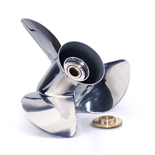 Captain Stainless Steel Outboard Propeller, 13 1/4 Diameter X 17 Pitch Fit Johnson Evinrude 45 50 55 60 65 70 75 85 88 90 100 110 112 115 120 125 135 Hp Engines, 13 Spline Tooth Rh Boat Prop #TOP4