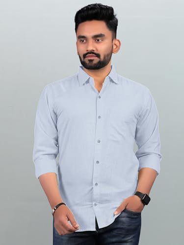 Image of Men Regular Fit Solid Spread Collar Casual Shirt