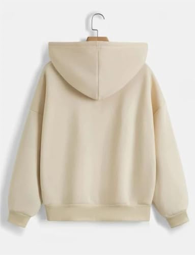 Image of Rabboni Women's Solid Zip-Up Hoodie Jacket | Full Sleeve Hooded Sweatshirt with Kangaroo Pockets | Casual Winter Wear Hoodie for Women