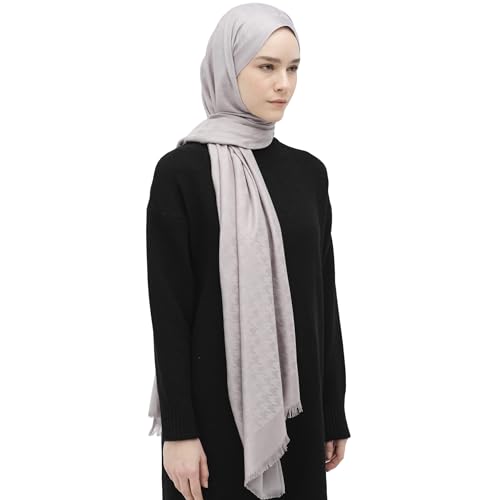 Hijab Scarf for Women, Houndstooth Pattern Elegant Modest Fashion, Premium Soft, Versatile Headscarf Shawl for Women, Luxury, Viscose & Acrylic Blend, 78"x28" Rectangular Hijab3