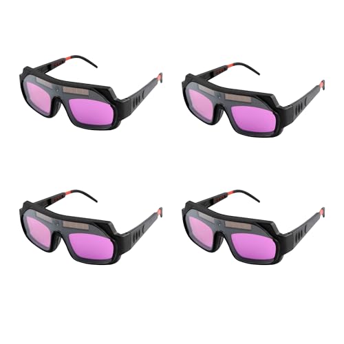Image of TEAMWILL 4 Packs Welding Glasses Auto Darkening Goggles Mask Safety Automatic Dimming Welder Solar Auto Darkening