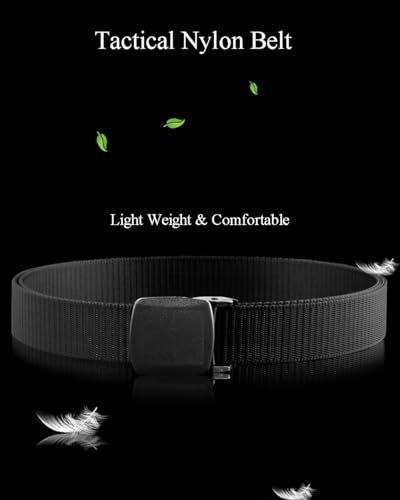 Image of Gelante Tactical Nylon Belts for Men, Work Belt Adjustable Slide Plastic Buckle Web Canvas Belt for Outdoor, Airport friendly