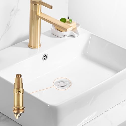 HexinYigjly2pcsBathroom Sink Drain Hole Pop Bolt, Universal Pop Up Spring Plug Drain Plug Strainer Click Plug Bolt Spring, Brass Basin Sink Strainer Replacement Tool, Push Tub Plug Sink Plug Jump Core