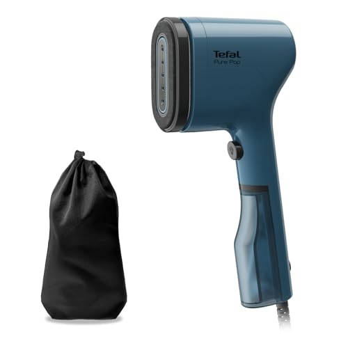 Tefal Pure POP DT2020 - Garment Steamer Steam/Purify Garments 20 g/min Continuous Steam Lint Remover Reversible Pad System Ultra-Compact Travel-Friendly Fast Heat-Up Alpes Blue
