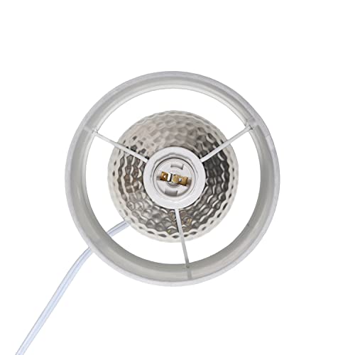 Simple Designs Lt2073-Svw Mini Hammered Texture Silver Drip Table Lamp With White Shade #TOP6