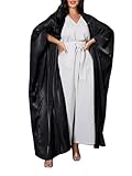 Eforcase Women Muslim Dress Kaftan Abaya Robe Arabic Islamic Prayer Clothes Silk Satin Prayer Dress Robe Long Robe Black