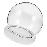 Cloche à neige décorative : le dôme rond en verre avec socle diffuse la magie des fêtes. idéale pour présenter des fleurs de noël stabilisées ou une boule à neige ornée d'un flocon de neige