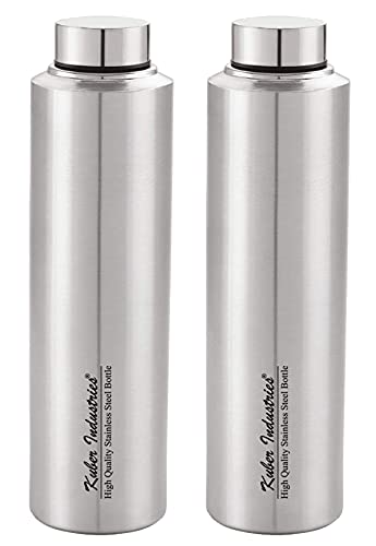 Kuber Industries Stainless Steel Water Bottle, 900 ML- Pack of 2 (Silver)