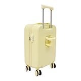DEIGEHJRE 20' Travel Luggage Suitcase W/ 4 Universal Wheels + Usb Port Business Suitcase, Double Zips And Three-Digit Combination Lock For Vacation & Leisure, International Travel (Light Yellow)