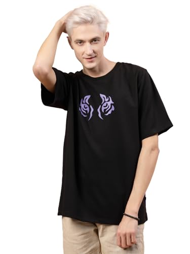 Image of Rigo Back Printed Half Sleeves Round Neck Oversized T-Shirt for Men | Drop Shoulder T-Shirt for Men | Loose Baggy Fit T-Shirt for Men