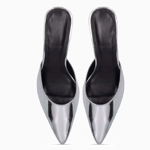 Women's Fashion Pointed Toe Kitten Heel Mule Shoes Comfort Slip On Closed Toe Mid Heel Summer Pumps Party Work Dressy Mule Heels for Women3