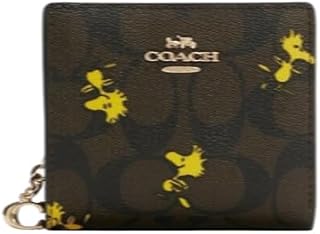 レディース二つ折り財布スヌーピー折り畳み ミニ財布 コンパクトスナップ ウォレット シグネチャー キャンバス ウィズ スアウトレット (コーヒー) [並行輸入品]