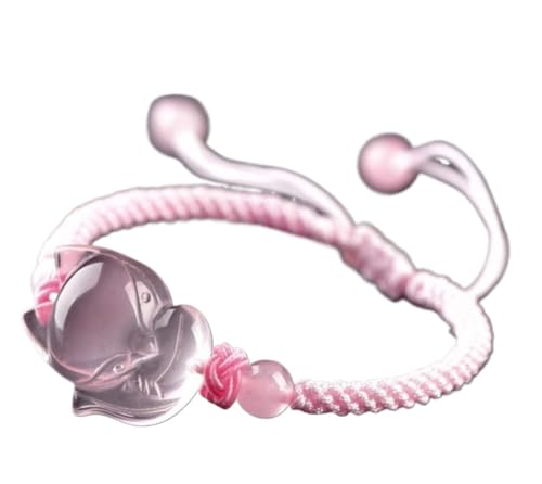 Bracelet de perles Feng Shui contre la solitude amoureuse en quartz rose ajustable