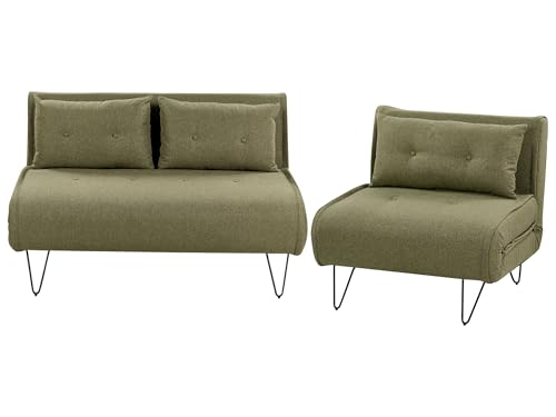 Ensemble de Canapés-Lits pour Salon Glam 3 Places avec Coussins en Tissu Polyester Vert Olive Vestfold