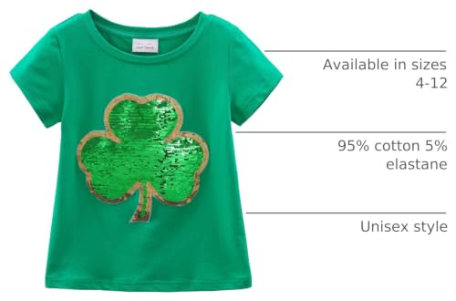 Image of St. Patrick's Day Shirt for Kids Flip Sequin Girls and Boys Green T-Shirt Clothing 4-12 Years