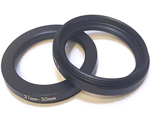 2x Metal 37-30mm Step-Down Rings Screws Adapter DSLR Digital Video Camera Lens Connect Size 37mm To 30mm Filter Circle Diameters Holder Film Connector Focus-ing Photo-graphy Parts Accessories
