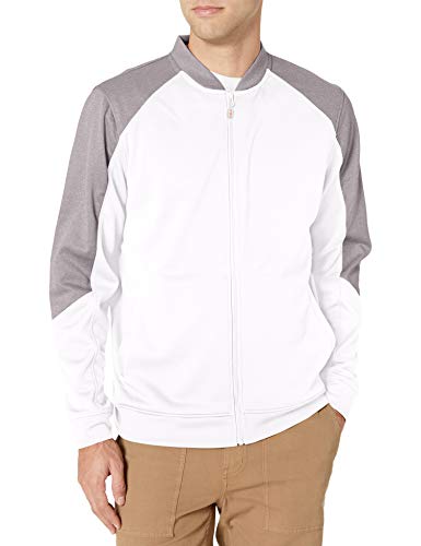 Image of CBUK Men's Pop Fly Colorblock Heathered Fleece Full Zip Bomber Jacket