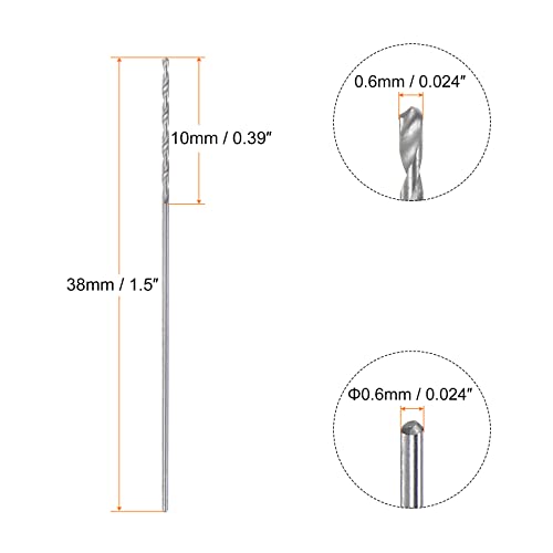 Harfington Solid Carbide Drill Bit 0.6Mm C3/K10 Tungsten Carbide Precision Mini Micro Straight Shank Twist Drill Bit For Stainless Steel Metal Plastic Wood #TOP1