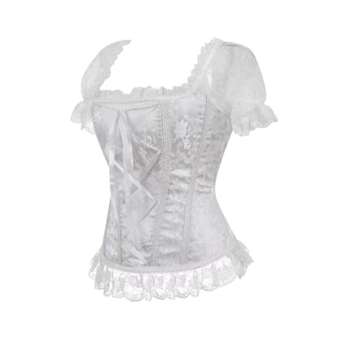 Image of Women's Lace up Gothic Jacquard Shoulder Straps Tank Overbust Shaper Corset Bustiers Top