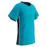 Champro Unisex-Youth Header Lightweight Soccer Jersey, NEON Blue,Black,White, Youth Medium