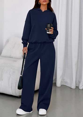 Image of PRETTYGARDEN Womens Sweatsuits 2 Piece Set 2026 Casual Winter Long Sleeve Hoodie Loose Wide Leg Sweatpants Fall Tracksuit