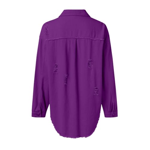 Chaqueta vaquera mujer Y2k suave de algodón lavado con agujeros street 6