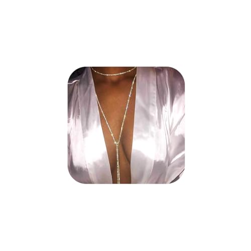 Jovono Rhinestone Choker Necklaces Silver Sparkly Necklace Long Crystal Jewelry for Women