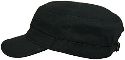 Free Bird 99 Low Profile Cotton Flat Top Peaked Army Military Cadet Cap Hat (Black (15076))