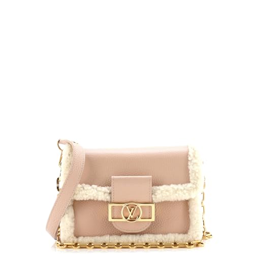 Pre-Loved Dauphine Shoulder Bag Leather with Shearling Mini, Pink