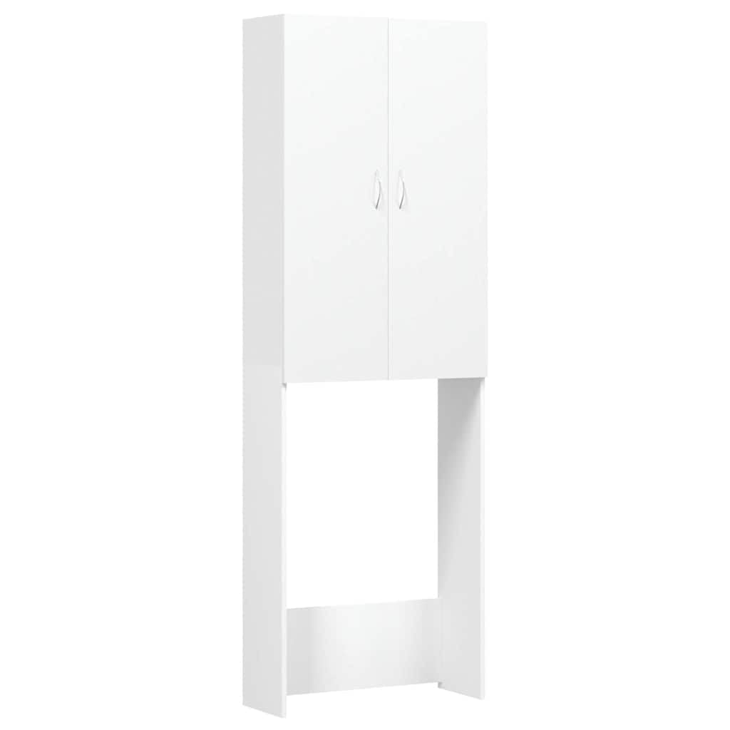 vidaXL Armario para Lavadora, Blanco, 64x25,5x190 cm, Madera de ingeniería, Mueble para lavandería con 2 Puertas y 3 Compartimentos, Estantería de baño, Mueble para el hogar