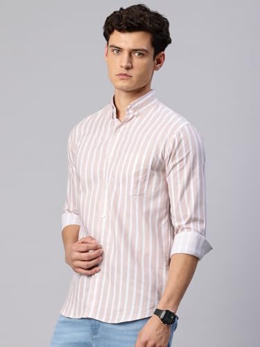 Image of Majestic Man Classic Slim Fit Vertical Striped Casual Cotton Shirt