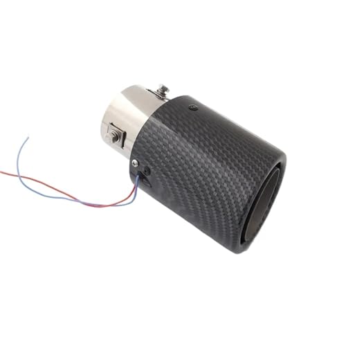 Silenciadores de coche Silenciador de escape Universal para coche, tubo punta recta modificada, salida única, garganta trasera, luz roja/azul llameante(Dark Grey)